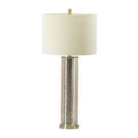 16x16x35 Gold Mirrored Glass Table Lamp with White Fabric Shade Elegant Home Decorative LightingColor: as Pic Color
