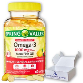 Fish Oil 1000mg omega-3- Dietary Supplement 60ct(1 Pack), Boxed by Fusion Shop Store