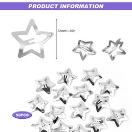 Star Hair Clips Silver Pack of 50 Star Hair Clips Hair Clips Star Hair Clips Metal Hair Clips Hair Accessories for Girls Women