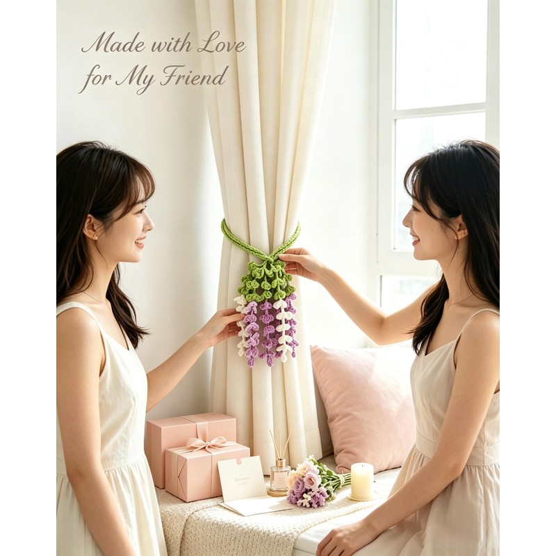 Hand Crochet Cotton Curtain Tiebacks, 2 Pack (Purple)