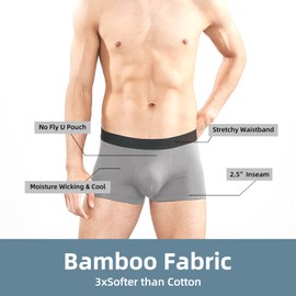 Robesbon Men's Boxer Briefs Comfortable Bamboo Viscose Fiber Tagless Design Multipack Underwear Size Medium
