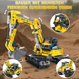 Charmofun 2-in-1 Technik excavator bulldozers, construction toy set for boys and girls