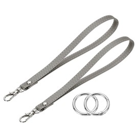 QUARKZMAN 2 Stück Handgelenkschlaufe, PU-Leder Handgelenkband Schlüsselanhänger Handschlaufe Ersatz mit Kreisring für Handyhülle Schlüssel Geldbörse, Grau