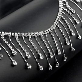 BGTXINGI 1 Yard Crystal Rhinestone Tassel Chain Diamond Tassel Close Trimming Welding Claw String Chain for Crafts Project Birthday Decorations and Arts Furniture Headboard Clothing