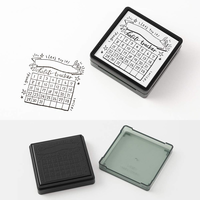 DESIGNPHIL Midori 35392006 Self-Inking Stamp, Habit Tracker Pattern