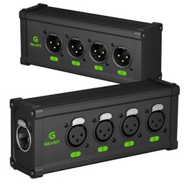 GEARit 4 Channel Multi Network 3-Pin XLR/DMX/AES-EBU to Ethercon-Compatible RJ45 Cat5/Cat6 Ethernet Extender for Live Stage, Sound, Lighting, Audio Recording Studio (1 Pair: 4 Male + 4 Female)