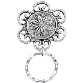 Eyeglass Holder Brooch in antique silver with magnetic back in a delightful flower pattern. FREE GIFT BOX! Goes well with any apparel.