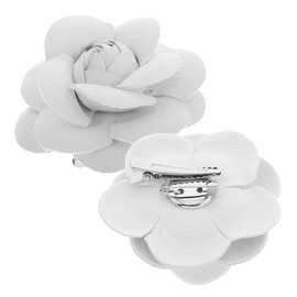 minkissy Pack of 2 Shoe Clips Women's White Rose Larger Flower Shoe Charms Laces Charms for Women Party Decoration Wedding DIY Craft Accessories, PU, zinc alloy, No Gemstone