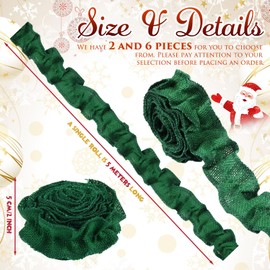 Trandraft 2 Rolls Green Christmas Ruffled Bulletin Board Borders Scalloped Border Trim 2" x 79" Burlap Bulletin Board Trim for Office Decoration Farmhouse DIY Craft Border Trim Home Decoration