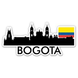 Squiddy Bogota Colombia City Skyline Country Flag - Vinyl Sticker - Large Size (12" Wide)