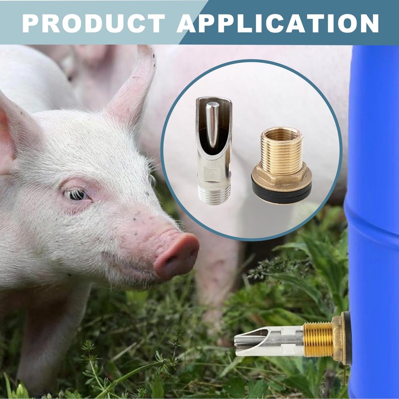 6Pcs Pig Waterer Nipples, Stainless Steel Automatic Pig Nipple Waterer