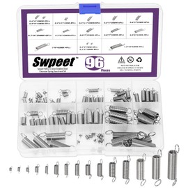 Swpeet 96Pcs 15 Different Sizes Stainless Steel Extension Spring with a Dual Hook Assortment Kit, Mechanical Extension Springs Small Spring for Home Repairs