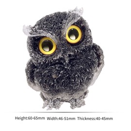 Nupuyai 2.4" Obsidian Owl Bird Carved Crystal Animal Statue Ornament, Resin Chip Stones Pocket Figurine Energy Healing Home Office Decor