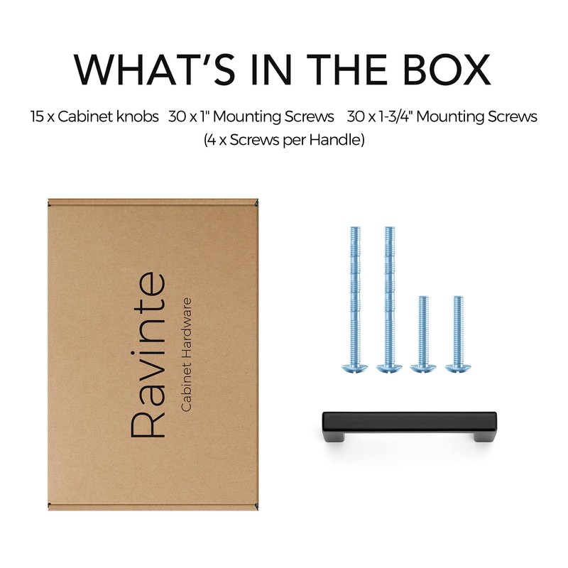 Ravinte 15 Pack Matte Black Cabinet Pulls, 2-1/2 Inch (64mm)