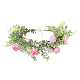 Faylay Corona hawaiana de flores bohemias para maternidad/nupcial, corona de flores para bodas (1150-rosa)