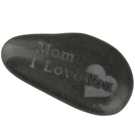 SUNYIK Black Engraved Inspirational Stone for Mother's Day-Mom,I Love You(1.5-2"),Pack of 5