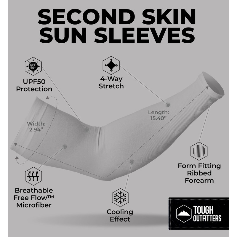 Tough Outdoors UV Arm Sleeves for Men Women - Sun
