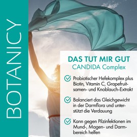 BOTANICY Candida Complex - 180 Kapseln - Bei Candida albicans - Vitamin C, Biotin, Probiotischer Hefepilz, Caprylsäure, Grapefruit & Knoblauch Extrakt