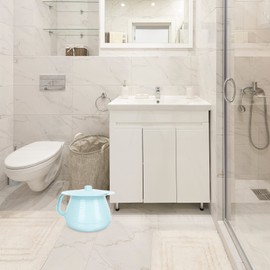 Portable Chamber Pot with Lid Plastic Urine Pots Night Potty Urine Pot for Women Men (Blue)