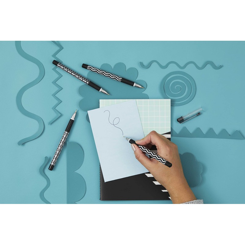 Helix Oxford Monochrome Gel Black Ink Pens x4