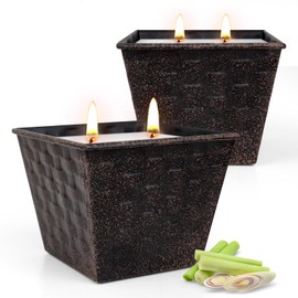 Citronella Candles Outdoor – 2 Pack, 12oz Each, Large Double-Wick Soy Wax Candles, 100-Hour Burn Time, for Patio, Camping, Backyard, Emergency & Survival