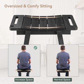 LUE BONA Shower Bench, HDPS Shower Seat with Storage Shelf, Waterproof Shower Chair, Non-Slip Shower Stool for Adults, Elderly, Disabled, Seniors, Large Size, Black