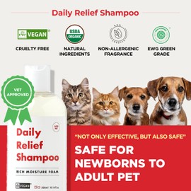 JAYU PET Daily Relief Shampoo - Vet Approved for Itchy Sensitive Skin, Natural Ingredients for Allergies. Moisturizing, Deodorizes Smelly Dogs, Best Odor Eliminating Dog Shampoo (10.1oz)
