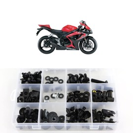 Xitomer Juego completo de pernos de carenado, apto para GSXR600 GSXR750 2006 2007 K6, kits de montaje arandelas/tuercas/cierres/clips/ojales (negro mate)