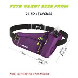 Labeol Running Water Bottle Hydration Belt with Water Bottle Holder Hiking Walking Waist Pack Reflective Adjustable Fanny Pack with Bottle Holder Compatible for Phone Outdoor Running Belt (Purple)