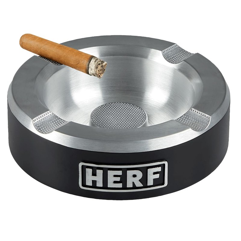 HERF Signature Black Ash tray, Unbreakable Cigar Ashtray, 4 Cigar