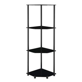 Convenience Concepts Designs2Go Classic 4-Tier Corner Shelf, Black Glass