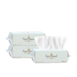 Cleansing Towels, Facial Towels, Disposable Cotton, Face Towels, Large, Natural Cotton, Sensitive Skin, Beauty, Disposable Towels, cicibellla (Set of 3)