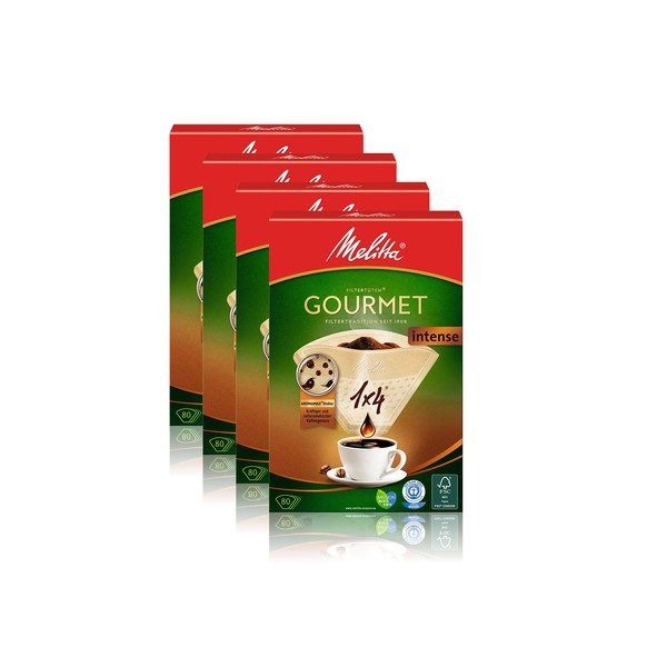 Melitta 1 x 4 Gourmet Filter Bags, Intense, Aromamax Structure,