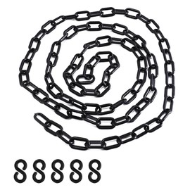SYEYCW 1.5 Meters Black Plastic Chain, 6mm Plastic Links Fence, Safety Barrier Chain for Crowd Control with 5 Hooks, for Queue Lines, Parking, Fences, Gate, Concerts, Construction Site and Decoration