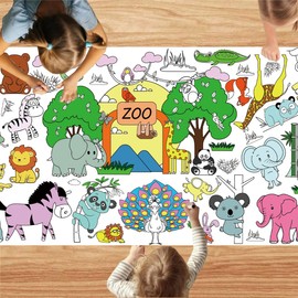 T-Antrix Giant Animal Coloring Poster, 30 x 72 Inches Jumbo Coloring Banner/Table Cover for School Parties, Birthday Party, Special Events Decoration-Kids Party Favor Supplies Crafts