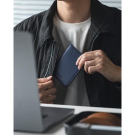 VULKIT RFID Blocking Bifold Card Holder Wallet for Men, Minimalist Credit Card Wallet with Zipper Coin Pocket, Navy