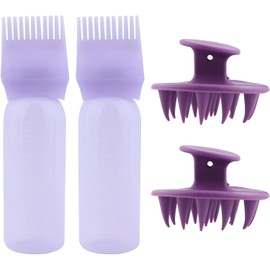 2Pcs Hair Oil Applicator Root Comb Applicator Bottles with Scalp Massager Brushes,Root Comb Applicator Bottle and Scalp Massager Shampoo Brush,Hair Oil Applicator Bottle Root Comb Applicator Bottle