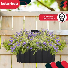 KOTARBAU® Set of 4 Balcony Flower Boxes, Wall Baskets, Flower Pot, 28 x 14 cm, Height: 13 cm, Anthracite, Wall Basket for Plants, Wall Flower Pot, Hanging Flower Pots, Hanging Pot, Plastic