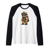 Cool Fire Brigade Cat Costume for Firefighter Raglan Baseball Tee