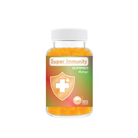Safer Super Immunity Gummies with Vitamin C for Adults, Immune Support Multivitamin with Ginger, Zinc, Elderberry, Turmeric, Echinacea, Vegan Plant Based Gummy, Mango Flavor - 60 Count, Orange