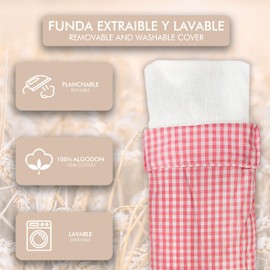 LAMARE Heat Pack with Wheat and Lavender Seeds, 48 x 15 cm, Washable Cover, 100% Cotton, Heat Pack for Neck and Colic, for Cold and Heat Therapy (Vichy Pink)