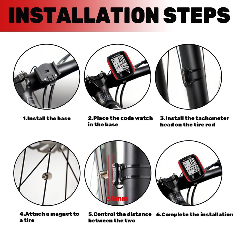 Bike Computer, Universal 19 Functions IP54 Waterproof Bicycle Speedometer Odometer,