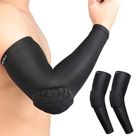 HiRui Elbow Pads Elbow Brace, Basketball Shooter Sleeves Arm Compression Sleeve Collision Avoidance Elbow Pad for Cycling Football Volleyball Baseball, Youth Adult Women Men ((Pair)Black, 2XL)