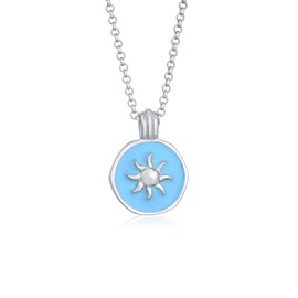 Elli Women's Necklace Coin Pendant Sun Symbol with Enamel in 925 Sterling Silver, enamel, None