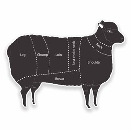 2 x 10cm Meat Cuts Lamb Sheep Vinyl Sticker Laptop Butcher Farm Animal #9622 (10cm Wide x 7.5cm High)