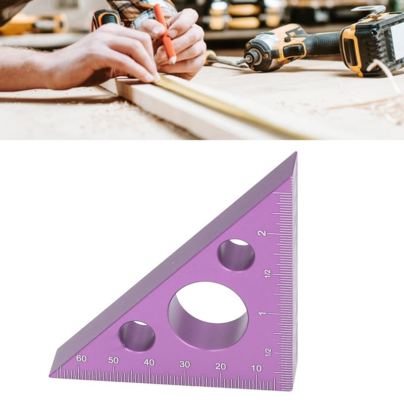 3in Right Angle Measure Ruler Thick Aluminum Alloy 45 Degree