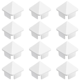 Canomo 1 1/2" x 1 1/2" (1.350" x 1.350" Inside Dimension) Sharp Vinyl Picket Caps Pyramid Style Vinyl Post Caps Vinyl Fence Caps, White, 12 Pieces