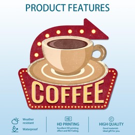 GLOBLELAND Coffee Vintage Metal Tin Sign Retro Coffee Cup Plaque Poster Metal Wall Decorative Tin Signs for Home Kitchen Restaurant Coffee Shop Club Bar Decoration