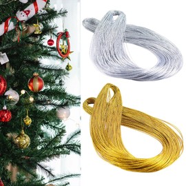 200M Gold Silver Twine String, Christmas Silver and Gold Thread for Crafting Hanging Ornaments, Glitter Bauble String for DIY, Wedding Gift Package, Presents Wrapping Decoration