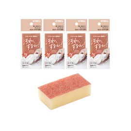 Kikuron Kitchen Sponge, Ag+ Antibacterial, Maroon, 1 Piece x 4, No Abrasive Particles, New Material That Does Not Scratch, Fits Into Your Hands From The Beginning, Foaming Good, Removes Stains, Made